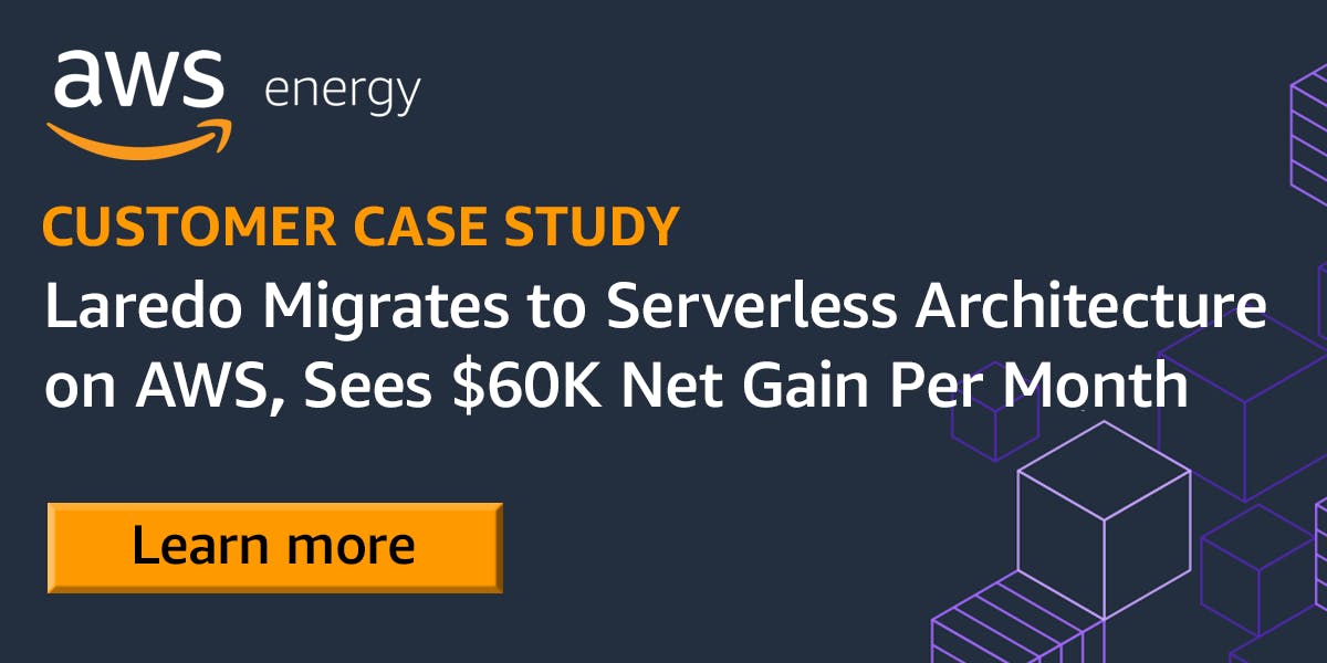 Learn how Laredo saved $100,000 by going serverless on AWS and unlocked a net gain of nearly $60,000 per month. amzn.to/2YhJTFN