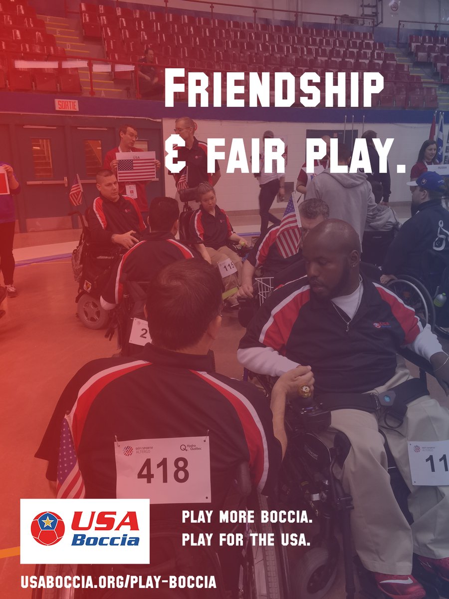 We are opponents on the court, but we are also friends and colleagues! We always play fair and show good sportsmanship wherever we play. When we represent our Club, County, State, the USA - we honor friendship and fair play. 
#USABoccia #PlayMoreBoccia #PlayForTheUSA #Boccia