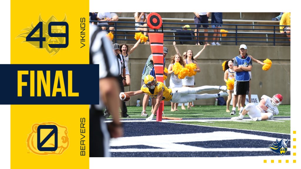 FINAL: Augustana 49, Minot State 0.

All gas, no brakes for the Vikings as they get their first win of the year over the Beavers.⚔️

#BeTheRock | #BuildingChampions