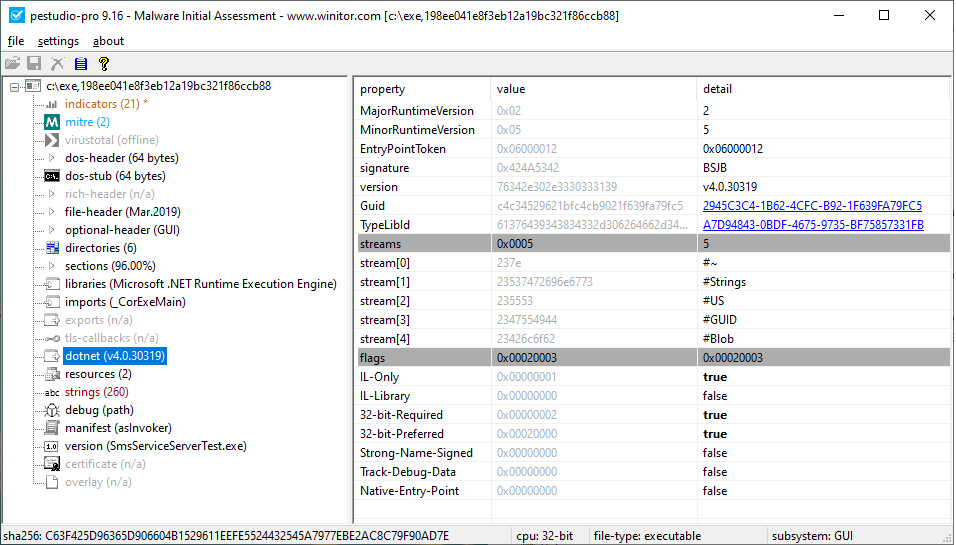 ochsenmeier's tweet photo. update of #pestudio soon to start handling of .NET streams #Malware #DFIR https://t.co/odbEMcTNQJ