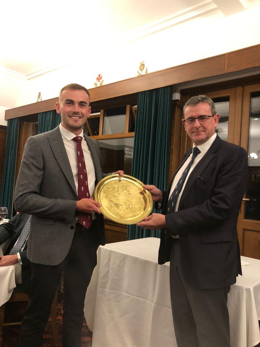 On Friday night we played the Bulceno (one club spelt backwards). Winner:- Dr. Stephen Bale (pictured right) receiving the prize from Matt Peterson (Colts Captain). Stephen played his best golf for a while over the 10 holes with just his 6 iron+putter. Congratulations.