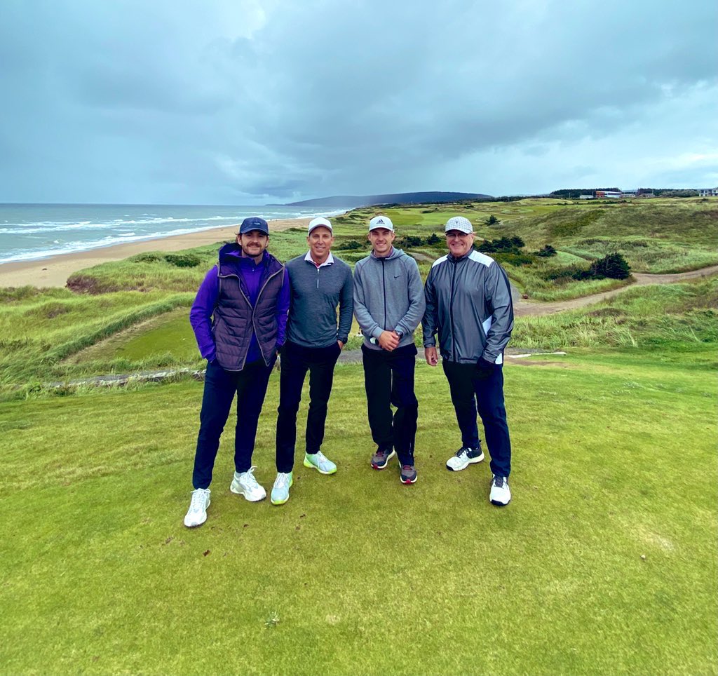 tsnjamesduthie's tweet photo. Who needs the Tour Championship when you have the Bobby Margarita Open at the awesome @cabotcapebreton 

Solid trio to be grouped with…
@TSNBobMcKenzie 
@ShawnMcKenzieSN 
Jared Duthie https://t.co/qIMfIJbmCj