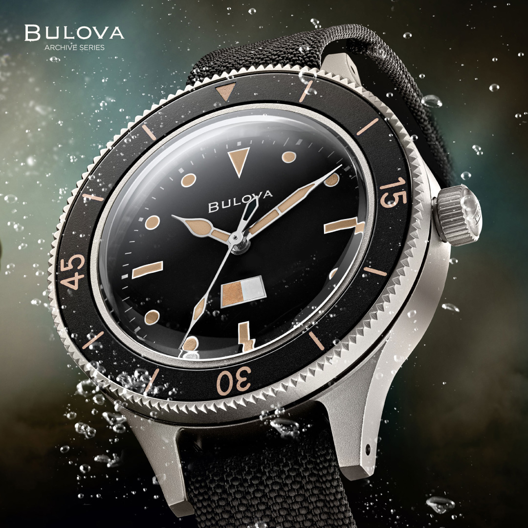 Bulova's tweet photo. The limited-edition MIL-SHIPS-W-2181 Submersible is symbolic of Bulova’s historic relationship with the U.S. military. We are proud to unveil the latest in our Archive Series that allows collectors and watch aficionados to wear a piece of history. (12/12)
#Bulova #HistoryofFirsts https://t.co/SfzTDZqB5e