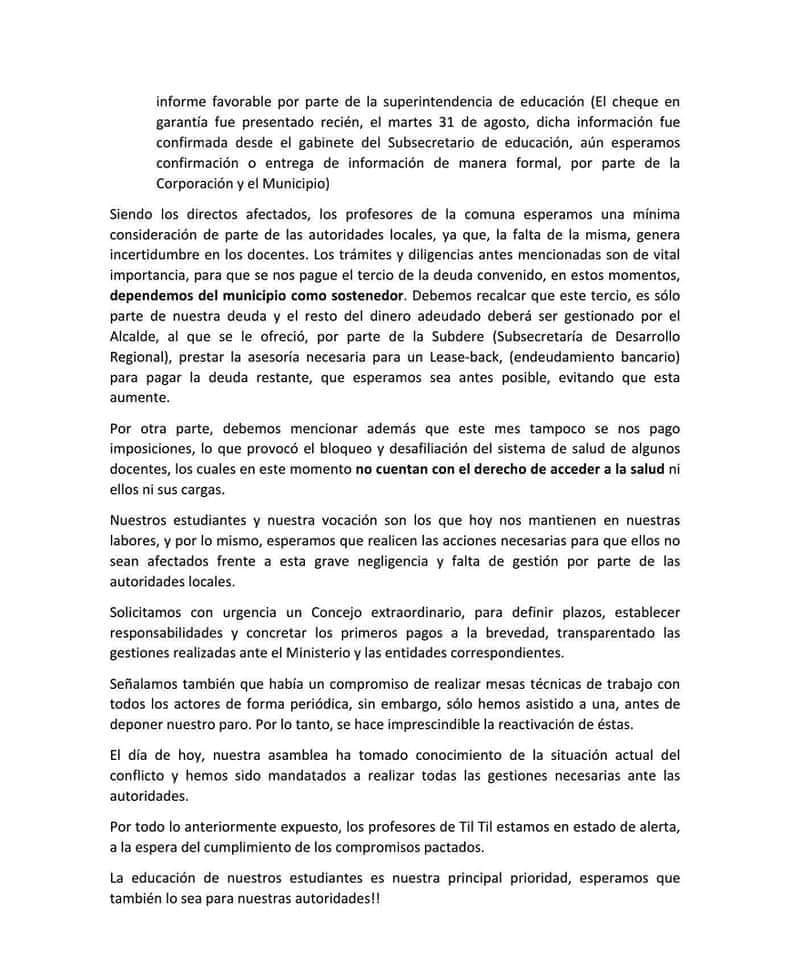 Alejand61292449's tweet photo. Los profesores de Til Til estamos siendo desafiliados de las Isapres... Qué esperamos? Que las autoridades locales, den rapidez a los requerimientos del ministerio para pagarnos, dependemos del Alcalde y su equipo.
#yoapoyoalosprofesoresdetiltil https://t.co/ERL5Utdjsj