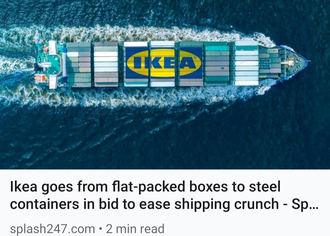 Ikea goes from flat-packed boxes to steel containers in bid to ease shipping crunch by @SamChambers, @Splash_247 #supplychain #shipping #freight #containers splash247.com/ikea-goes-from…