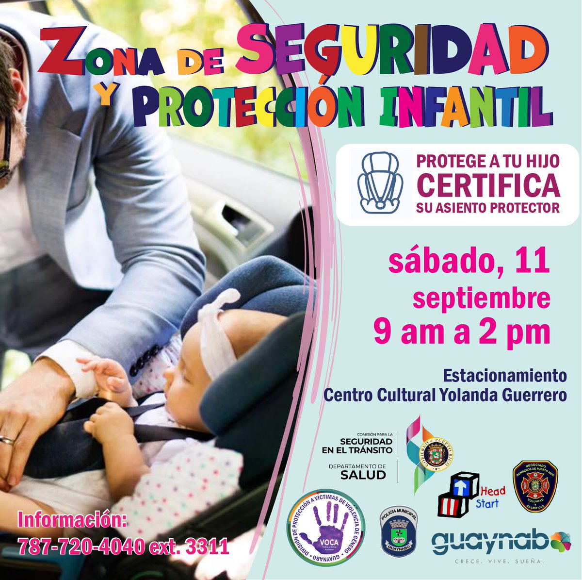 MunGuaynabo's tweet photo. La seguridad de tus hijos es prioridad. Aprovecha la oportunidad de poder certificar sus asientos protectores. Te esperamos. https://t.co/ouE1BiApIB