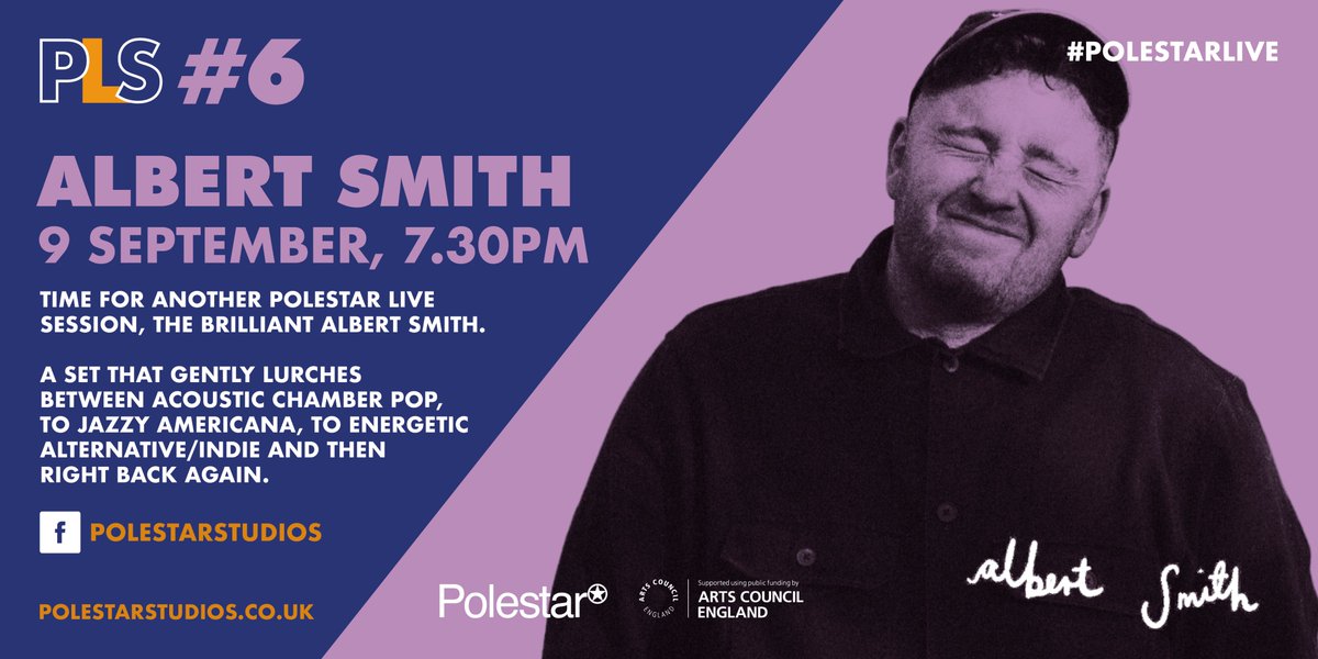 PolestarStudios's tweet photo. TOMORROW AT 7.30PM PLS #6 – @musicofalbert  
Another super sweet live stream; this time from Albert Smith; get ready for a set on Thursday on our Facebook page, that gently lurches between lo-fi wonky pop, jazzy Americana &amp; energetic indie &amp; then right back again. See you there? https://t.co/2LBcpvcdVo