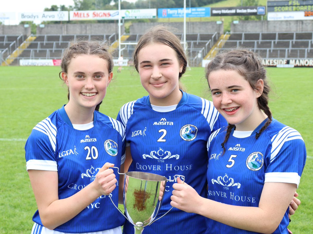 VirCollege's tweet photo. Huge congratulations to three of our students Alicia Bourgoin, Kristina Grigorenko and Kayleigh O'Dowd who were members of the Cavan Under 14 Team who beat Armagh in the Ulster Platinum Final in Breffni Park today! 
Fantastic achievement by the girls!! 💙🤍#GAA #cavan @VirCollege https://t.co/jr9EUqAnjY