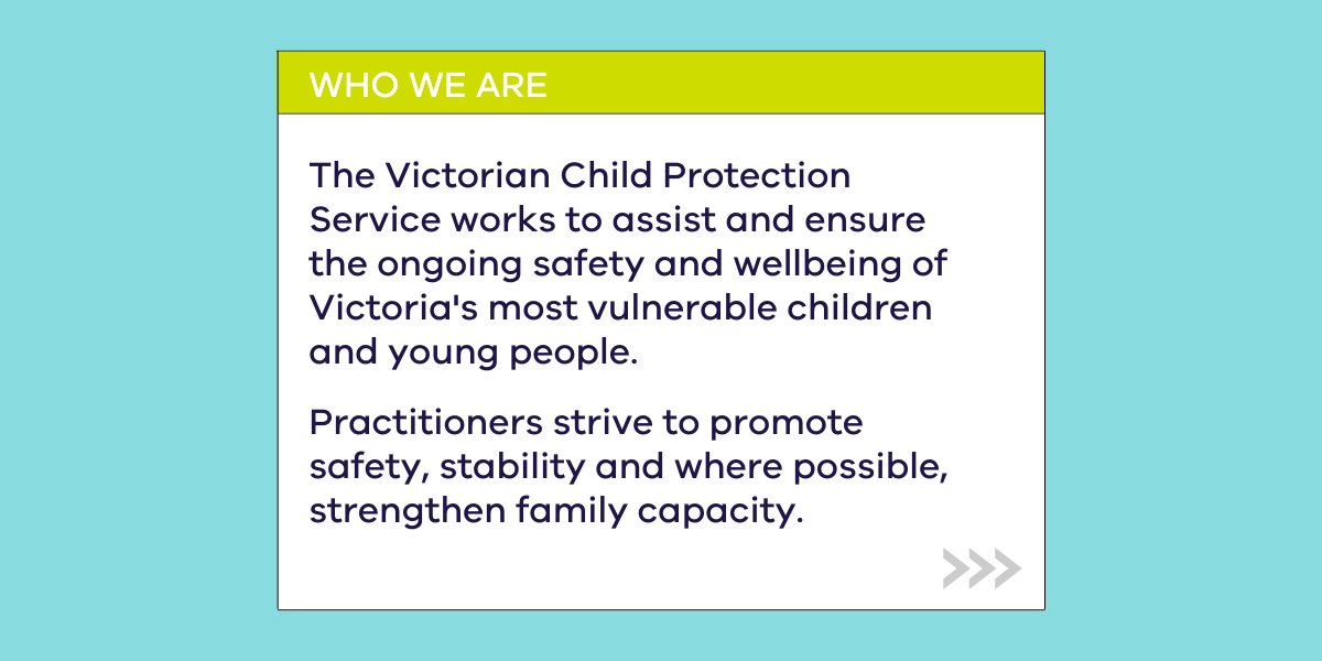 VicGovDFFH's tweet photo. Victoria’s #ChildProtection practitioners keep children safe and families strong.  

So, we say thanks to our Victorian Child Protection practitioners for everything that they do.  

Learn more about their contribution to the community: https://t.co/YDPrYk66G3 https://t.co/Jxt03rG7bX