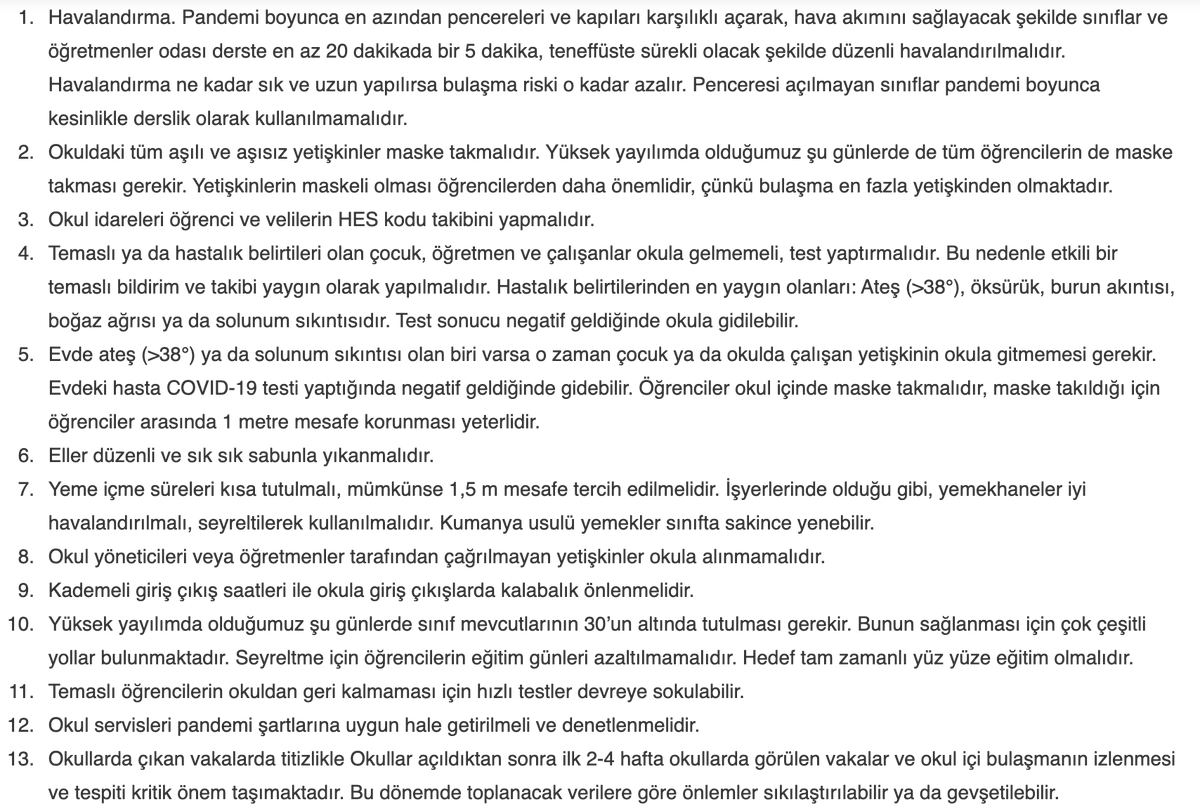 #OkullarAçılırken Türk Tabipleri Birliği'nin önerilerine göz atın.