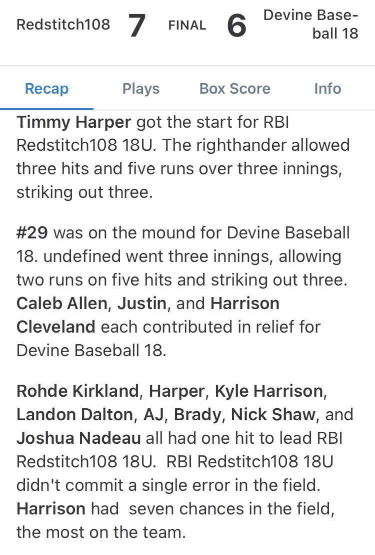 Rbi18u's tweet photo. RedStitch108 18u grab the W, in their first game of the fall season @ 2021 Perfect Game Southeast Labor Day Classic (Upperclass/2022's) Shoutout to Coach @OZZY12_ on his 1st Win for RBI RedStitch108. @PG_Scouting @BUncommitted @PerfectGameUSA #2022 #2023 https://t.co/PJCeeRpXpl