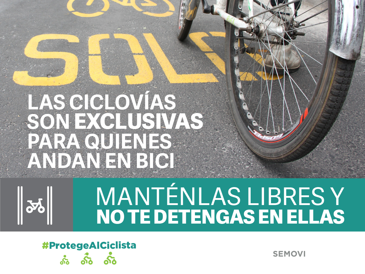 LaSEMOVI's tweet photo. Ni uno, ni tres, ni cinco minutitos, la ciclovía es exclusiva para ciclistas 🚲

En uno, tres o cinco minutitos, puedes #SalvarVidas.

Puedes detenerte momentáneamente en el carril contiguo y con intermitentes encendidas, ¡úsalas! https://t.co/tAt7hZcX3F