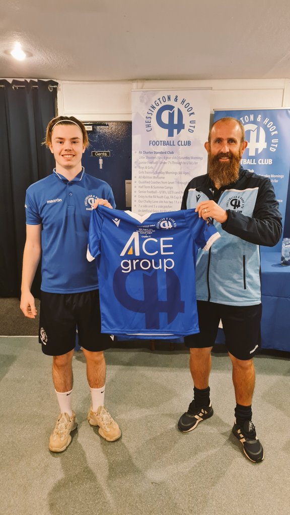 CHUFC's tweet photo. After today's disappointing defeat,    our CEO and 1st Team Manager Andrew Ellis @andylls13 presented another of our U18s graduates Louis Baynton with a souvenir shirt for making his 1st Team competitive debut. Well done Louis and here's to many more. #ARealPathway https://t.co/P0lzPxCiro