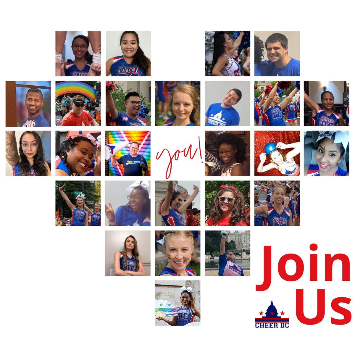 CheerDC_'s tweet photo. We have a special place for YOU!! Email info@cheerdc.org to learn about our tryouts happening in just one short week from tomorrow! ❤💙 #CharitableCheerleading #PCARocks https://t.co/NVkKJyycbF