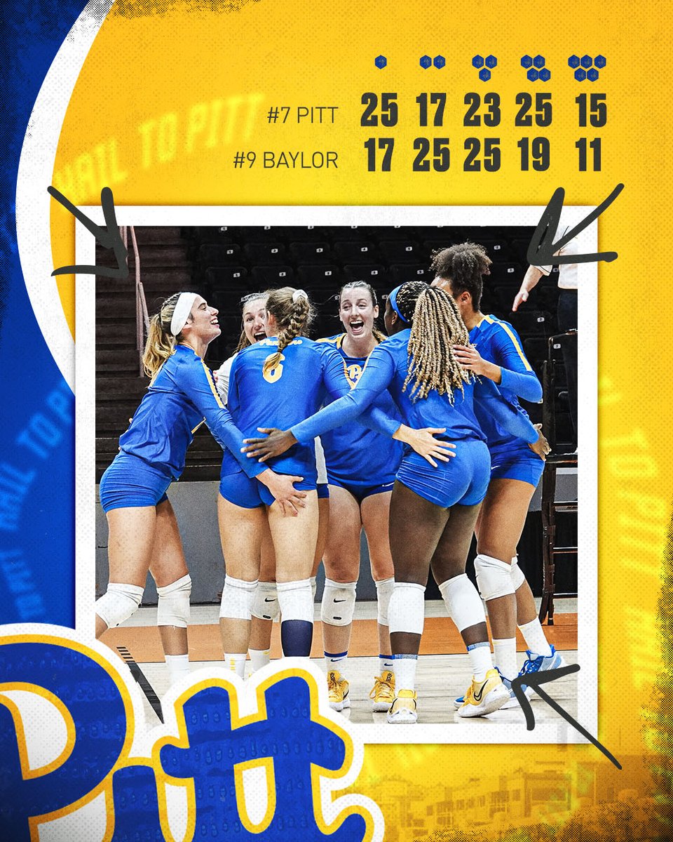 Pitt_VB's tweet photo. 𝘾𝘼𝙍𝘿𝙄𝘼𝘾 𝘾𝘼𝙏𝙎.

Down 9-5 in the fifth...#7 Pitt (4-0) ends the match on a 10-2 run for a 3-2 win over #9 Baylor (1-3).

NEVER. GIVE. UP.

#H2P https://t.co/frjYxoxxD0