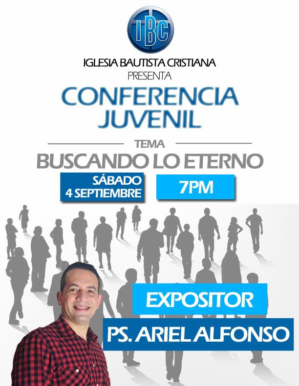 IBCRD's tweet photo. ¡Te esperamos hoy a las 7pm para nuestra conferencia de Jóvenes “Buscando lo eterno” con el Ps @arielalfonso28 si no puedes venir puedes verlo en vivo vía https://t.co/ZsPvTOrVYh ¡Bendiciones! https://t.co/hiYxjf3z6T