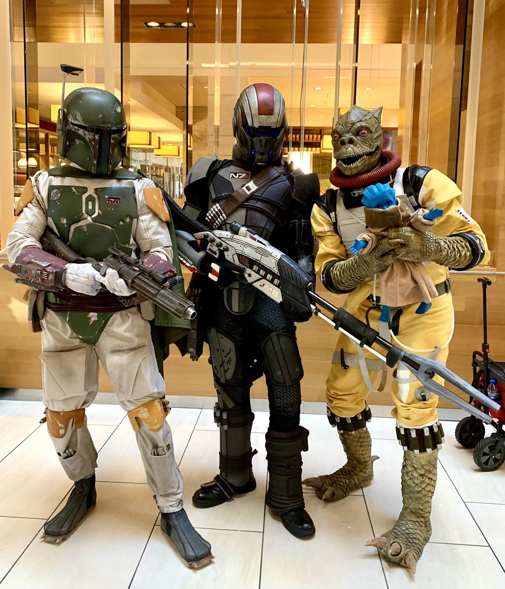 Twitter Tweet: Me as Commandalorian Shepard with Boba Fett and Bossk today ...