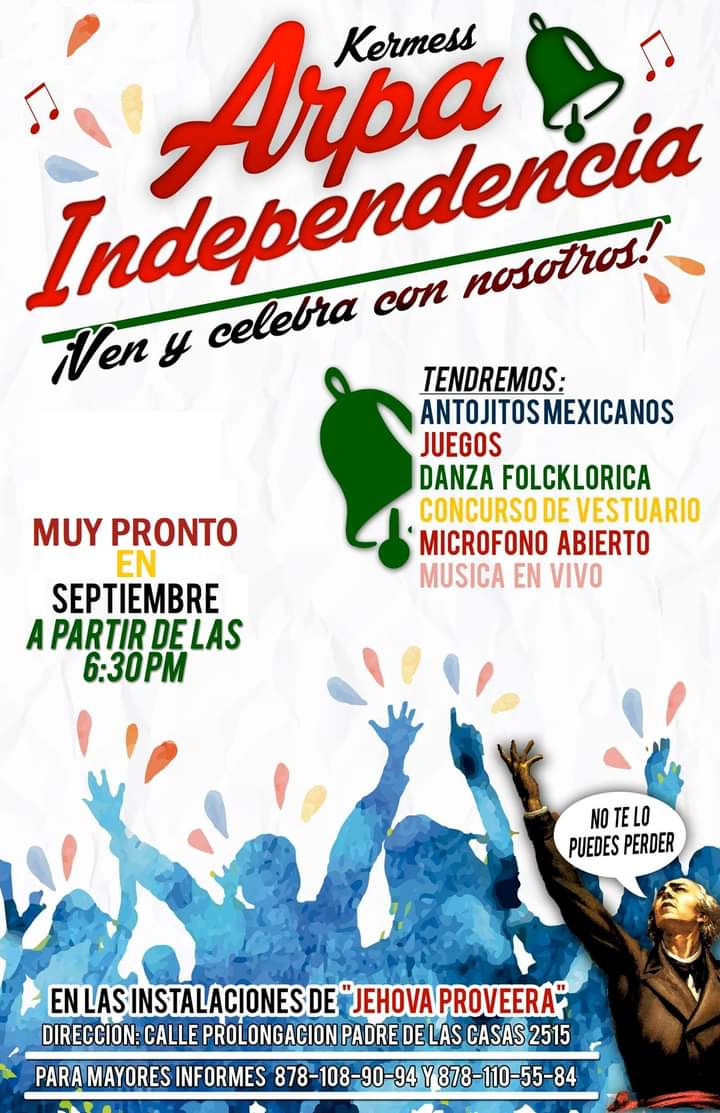 ArpaDeDavid's tweet photo. 🔔🎵🇲🇽 MUY PRONTO EN SEPTIEMBRE #Kermess #ArpaIndependencia #IndependenciadeMexico #EscueladeArtes #ArpadeDavid #Música #Danza #Actuación #Dibujo #Pintura #Escultura #Fotografía #Vídeo #Idiomas #Computación #Sonido #Robótica #Ortografía https://t.co/cqmldjirNI