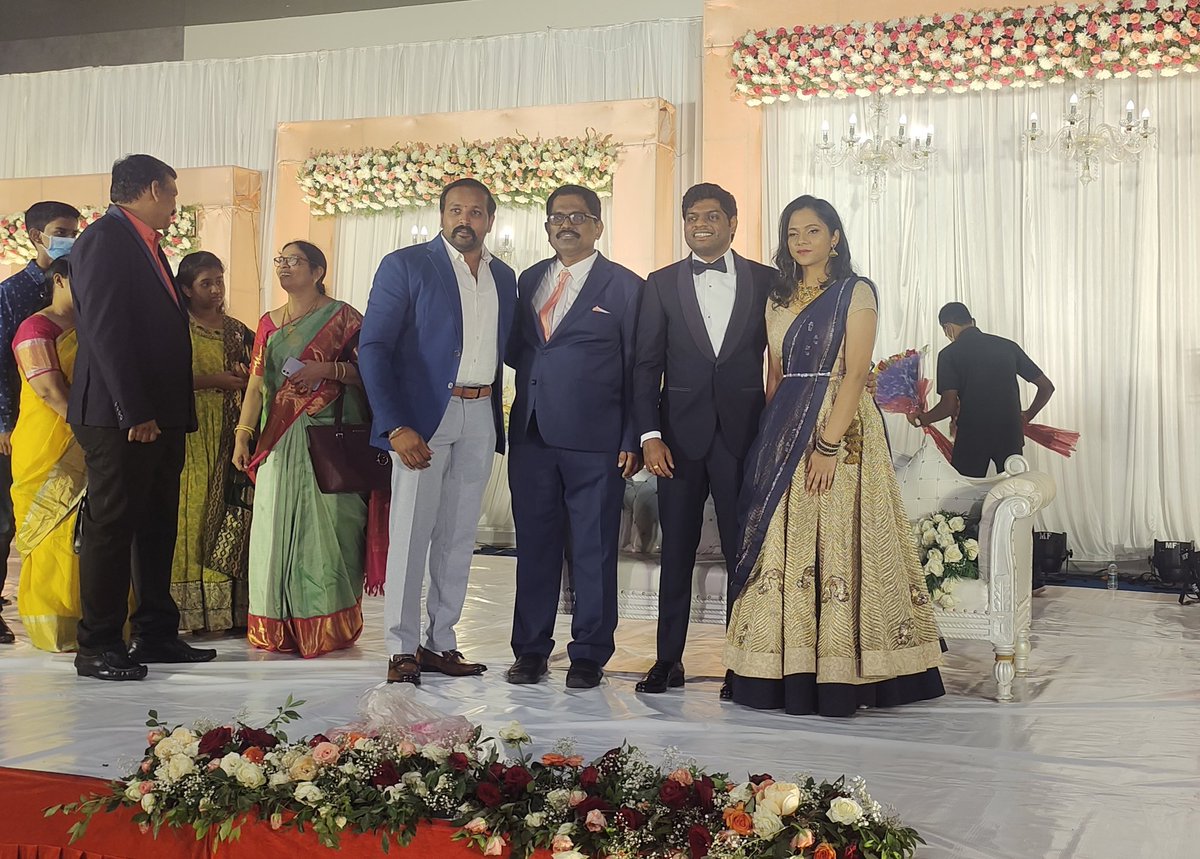 Obulkandula87's tweet photo. Attended Andhra Pradesh higher education secratary sri sudheer prem kumar garu son (sam with sharon) marriage in Hyderabad 
#aphe #kandula https://t.co/GBcb6htvb4