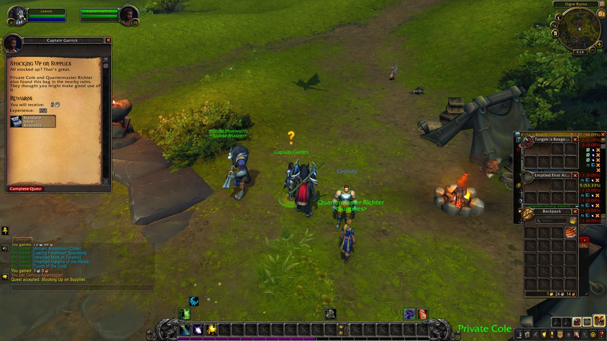 SunshineLovele's tweet photo. #resizing the #situation #lvl6 #lvlup #level #ride the #scientifically #enhanced #boar #ogre #ruins, #Henry. The #Alliance #never #gives #up, #even in the #face of #disaster. #stocking up on #supplies #warcraft https://t.co/2i9Cca4SgS