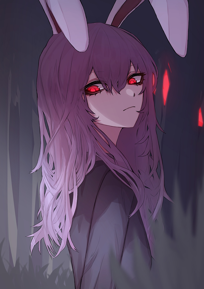 reisen udongein inaba 1girl animal ears solo rabbit ears long hair red eyes looking at viewer  illustration images