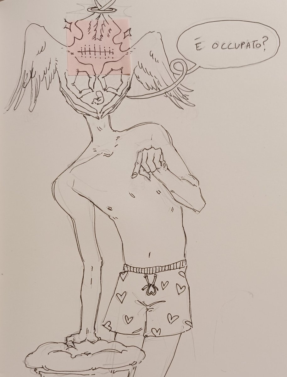 Honestly I'm not the best at sketching but last night I had this idea for a "story" so now I'm doodling around the characters
Also I hate those fucking hearted shorts but I want the angel to wear some stupid shit like crocs idk 