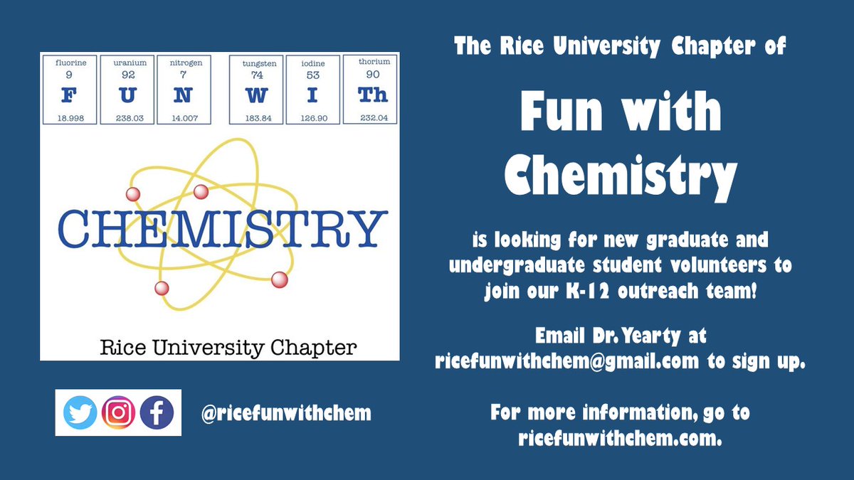 Fun With Chemistry: Rice University Chapter (@ricefunwithchem) on Twitter photo 2021-09-04 22:56:03