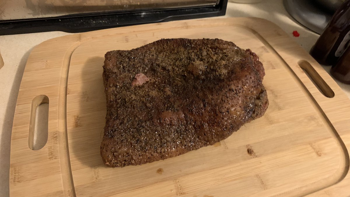 z_matt's tweet photo. This brisket enjoyed about 11 hours of @TraegerGrills goodness. I smoked it for a meal train and made my friend’s day a little better. Thanks for making this easy. https://t.co/DUUJfV6EjN