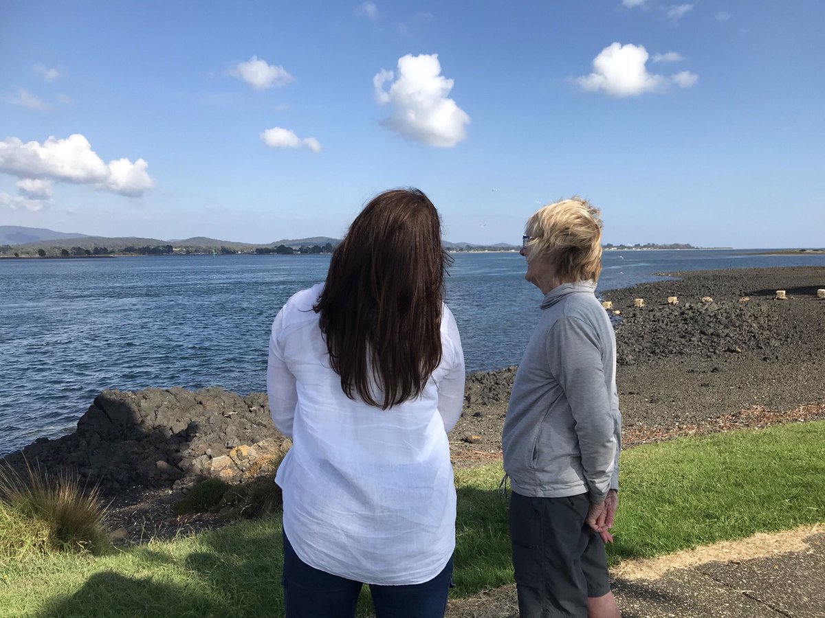 Members of #FutureImpactGroup #GeorgeTown with local First Nations leader Susan Long looking out over the Tamar River, Tasmania. 

Exciting news about #ChangeFest22 coming soon.