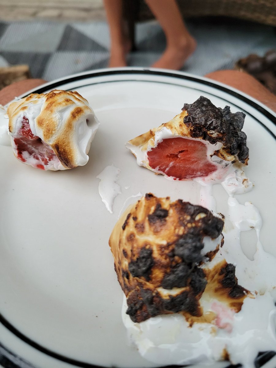 SpamZoneCharlie's tweet photo. Marshmallows were eaten (fluff covered strawberries) https://t.co/7lQGb1DXCK