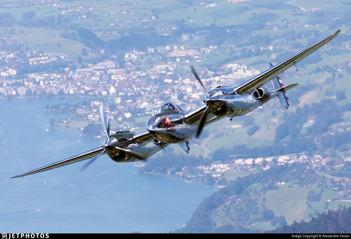 A Flying Bulls P-38 over Stanserhorn. jetphotos.com/photo/10281914 © Alexandre Fazan