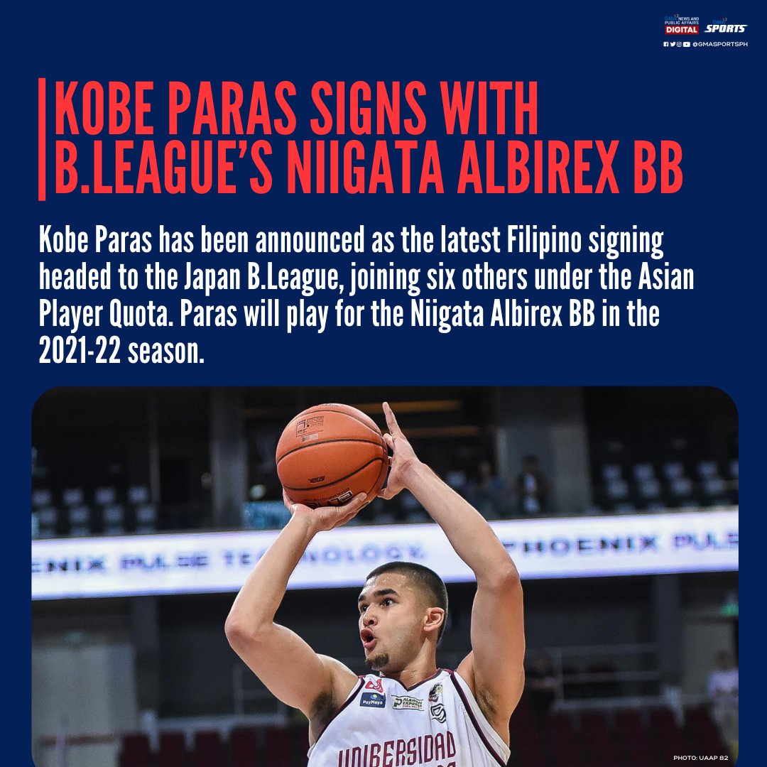 Kobe Paras signs with B1 team Niigata Albirex BB