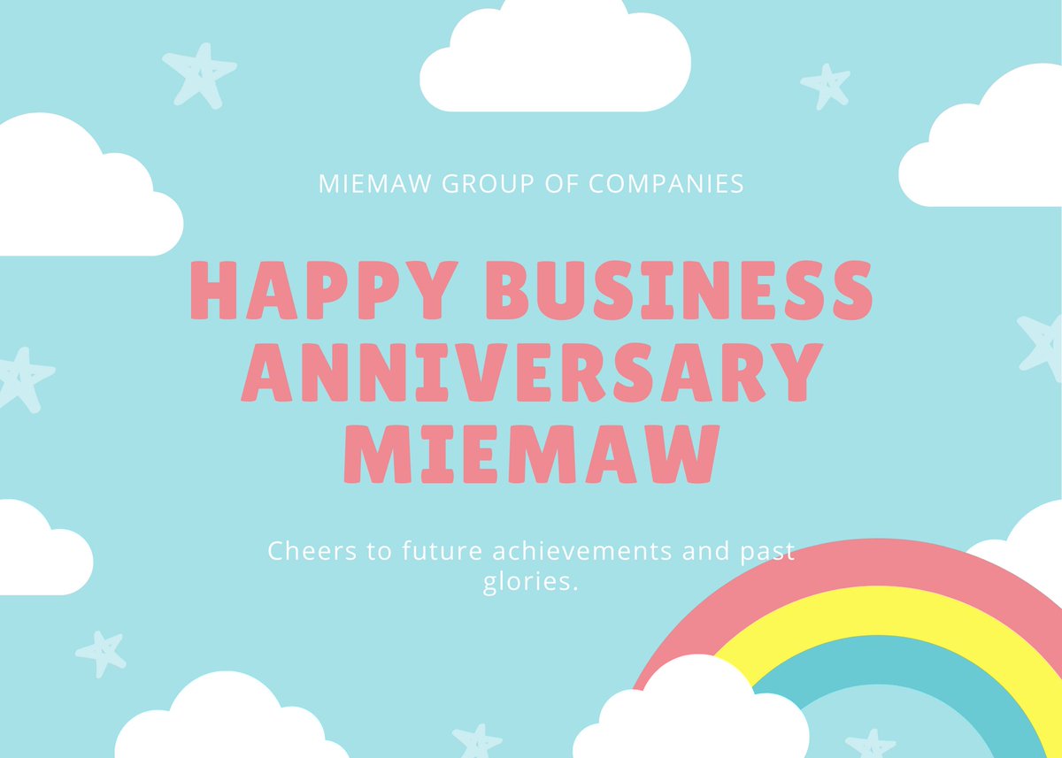 MiemawGroup's tweet photo. It’s our anniversary and we are really proud of that. We always had a long term #vision for this. Cheers to future achievements and past glories.
#happy #anniversary #success #love #celebrate #HappyAnniversary #Miemaw #proudanniversary #happybusinessanniversary #MiemawGroup https://t.co/hMITYnjenm
