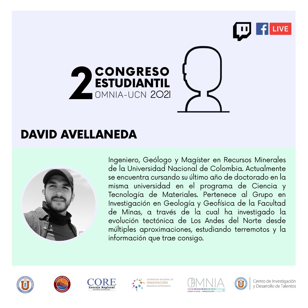 omnia_ucn's tweet image. La charla “Terremotos: ¿cómo, dónde y qué vemos a través de ellos?, a cargo del Geólogo y Mg. en Recursos Minerales, David Avellaneda, será la encargada de cerrar la 1° jornada de charlas del Congreso Estudiantil de Ciencias OMNIA 2021⚗️

🗓 27/sept. - 11 hrs - Twitch y Fb Live