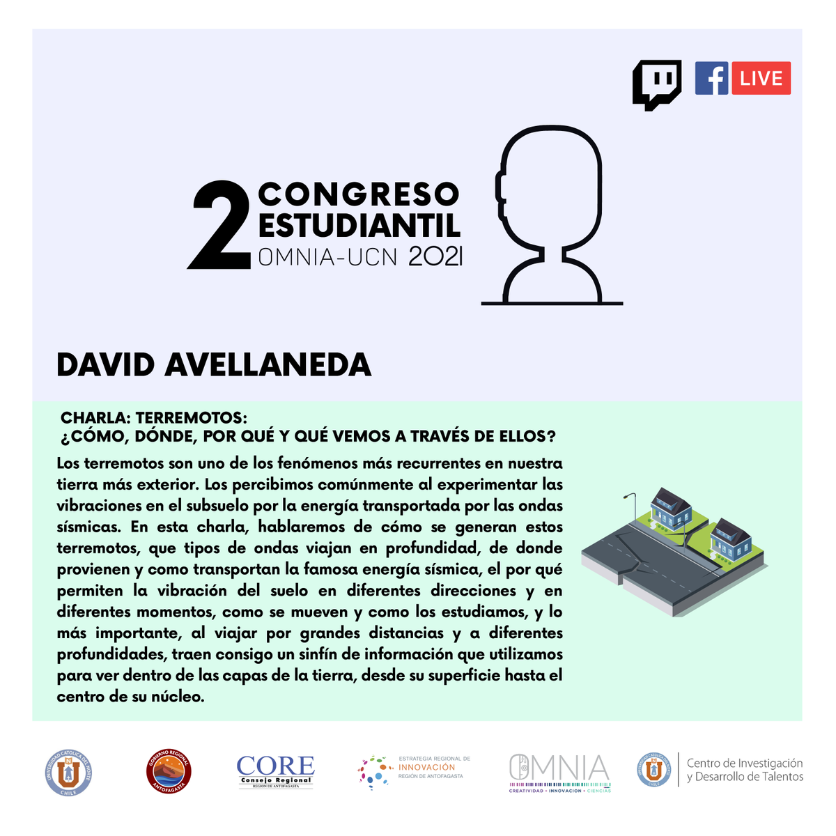 omnia_ucn's tweet image. La charla “Terremotos: ¿cómo, dónde y qué vemos a través de ellos?, a cargo del Geólogo y Mg. en Recursos Minerales, David Avellaneda, será la encargada de cerrar la 1° jornada de charlas del Congreso Estudiantil de Ciencias OMNIA 2021⚗️

🗓 27/sept. - 11 hrs - Twitch y Fb Live