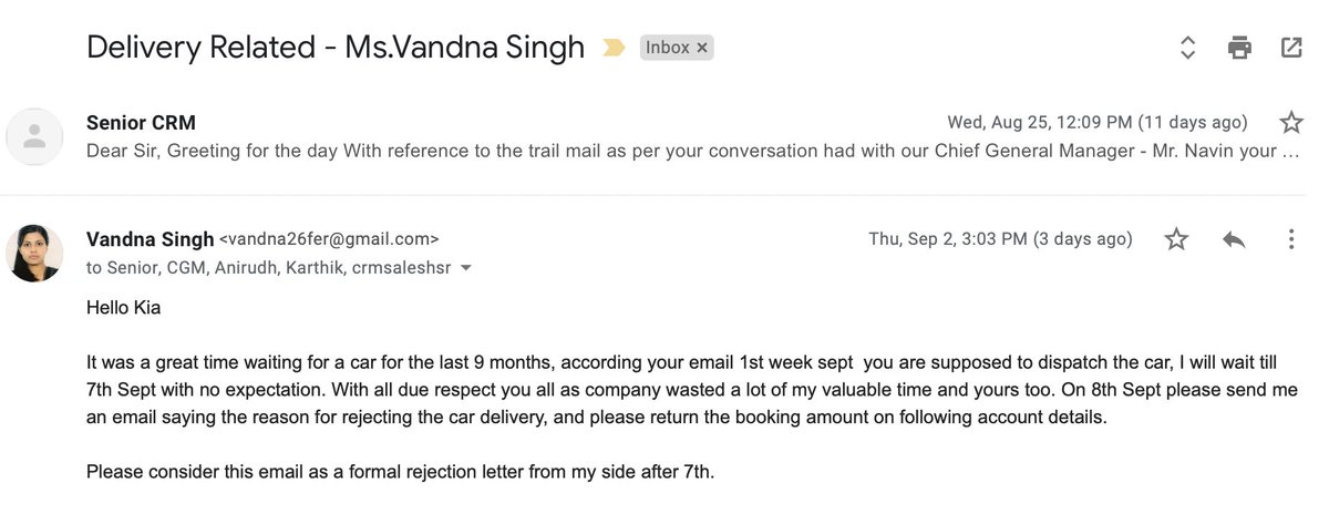 026Pramodku's tweet photo. @KiaInd @KiaInd
 We know with overwhelming booking you don't care about buyers anymore, but at least have courtesy to give realistic wait time, or may be cancel the booking when you are not able to deliver the vehicle after waiting the more than double time what you promise. #pathetic https://t.co/CwL8HRc35I