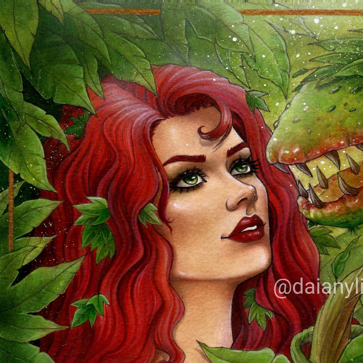 Poison Ivy Finished 😊 💚🌿
More drawings on this link: instagram.com/daianylima._?u…

#comissionopen #comiccollector  #artcollector #watercolor #indianink