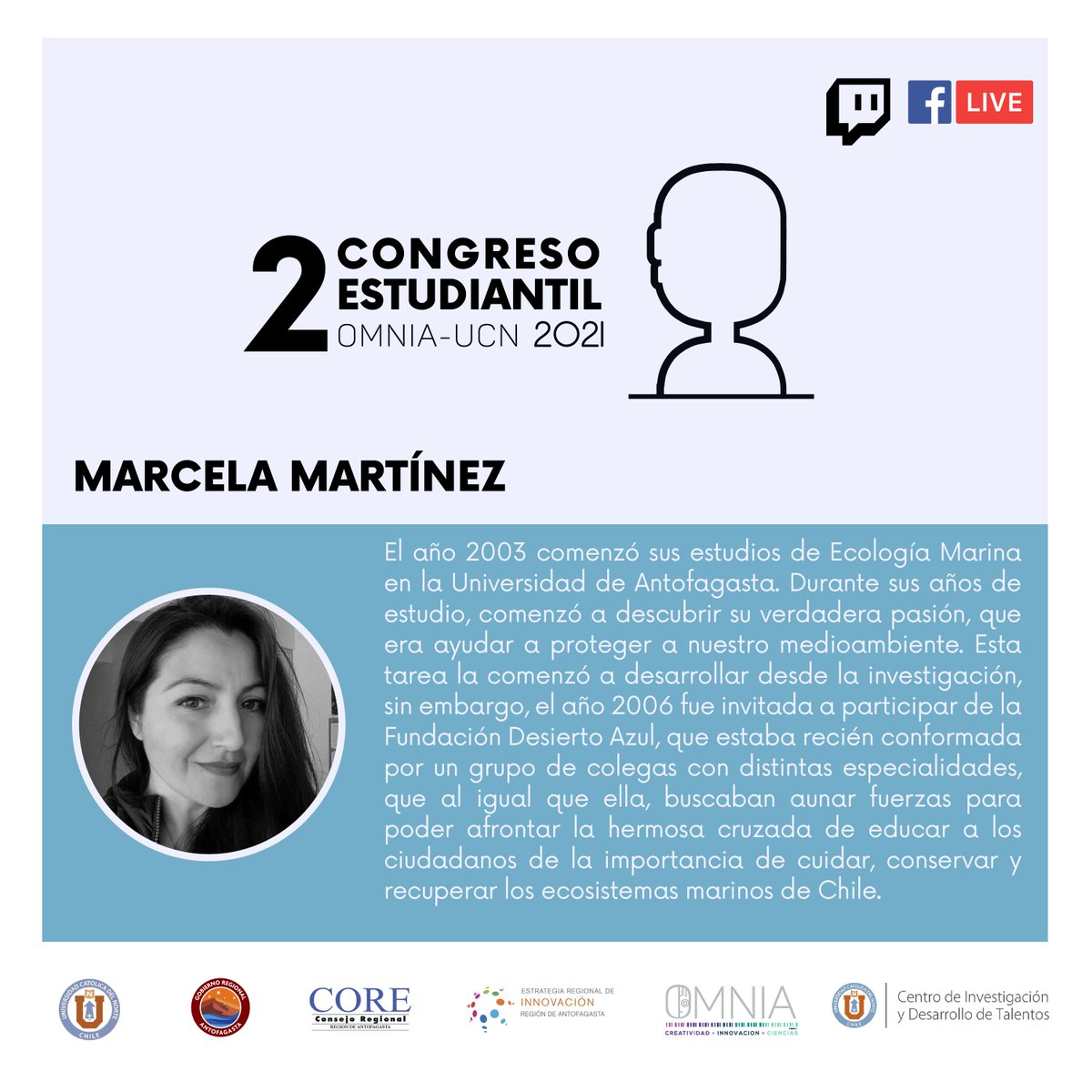 omnia_ucn's tweet image. Marcela Martínez en su charla abordará las problemáticas medioambientales derivadas de la contaminación por colillas de cigarro, mostrando el trabajo de reciclaje de este desecho que se ha estado realizando en Chile y Antofagasta👩‍🔬 

📅Martes 28/sept. - 10 hrs. - Twitch y Fb Live