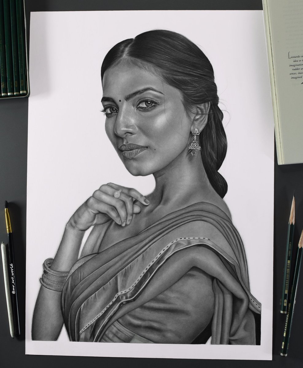 MrArtWorld2's tweet photo. Pencil portrait of @MalavikaM_
Hope y'all like it and mention her in comments 🖤✨
.
.
.
.
. #mrartworld #MalavikaMohanan https://t.co/m9DkzFJkow