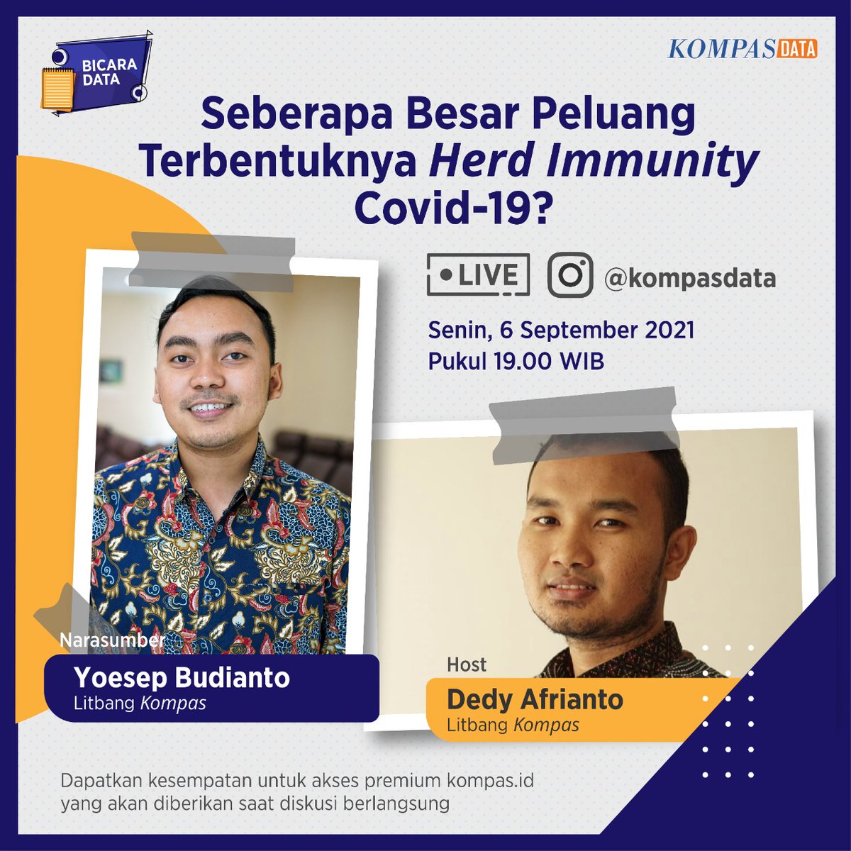 KompasData's tweet photo. Tantangan besar dihadapi Indonesia untuk mencapai kekebalan komunitas, mengingat jangkauan vaksinasi belum maksimal dan laju penularan Covid-19 masih tinggi.
Nantikan IG Live #BicaraData #LitbangKompas Senin, 6 September 2021 di Instagram @kompasdata
https://t.co/zldr8U6NJR https://t.co/ek9xweUZ6E