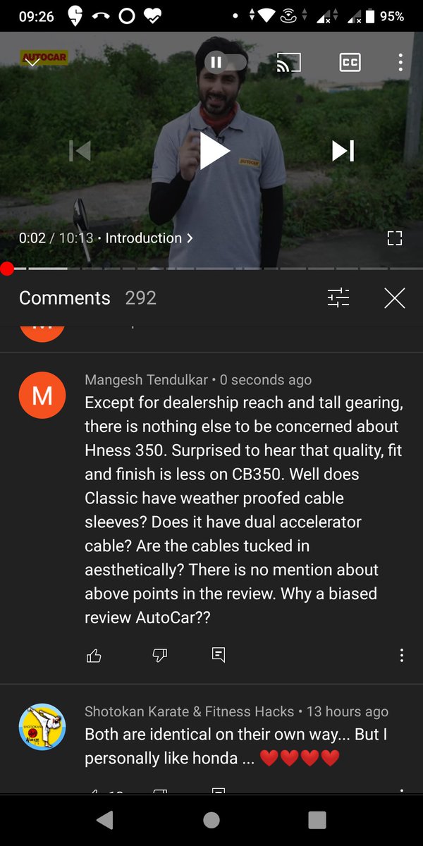 MangeshTendulk4's tweet photo. Seriously @autocarindiamag you folks deleting my comment on YouTube video on Classic Vs CB350 comparison proves the point. Need not say more. 

@royalenfield @BigWingIndia https://t.co/lNHcvMugCg