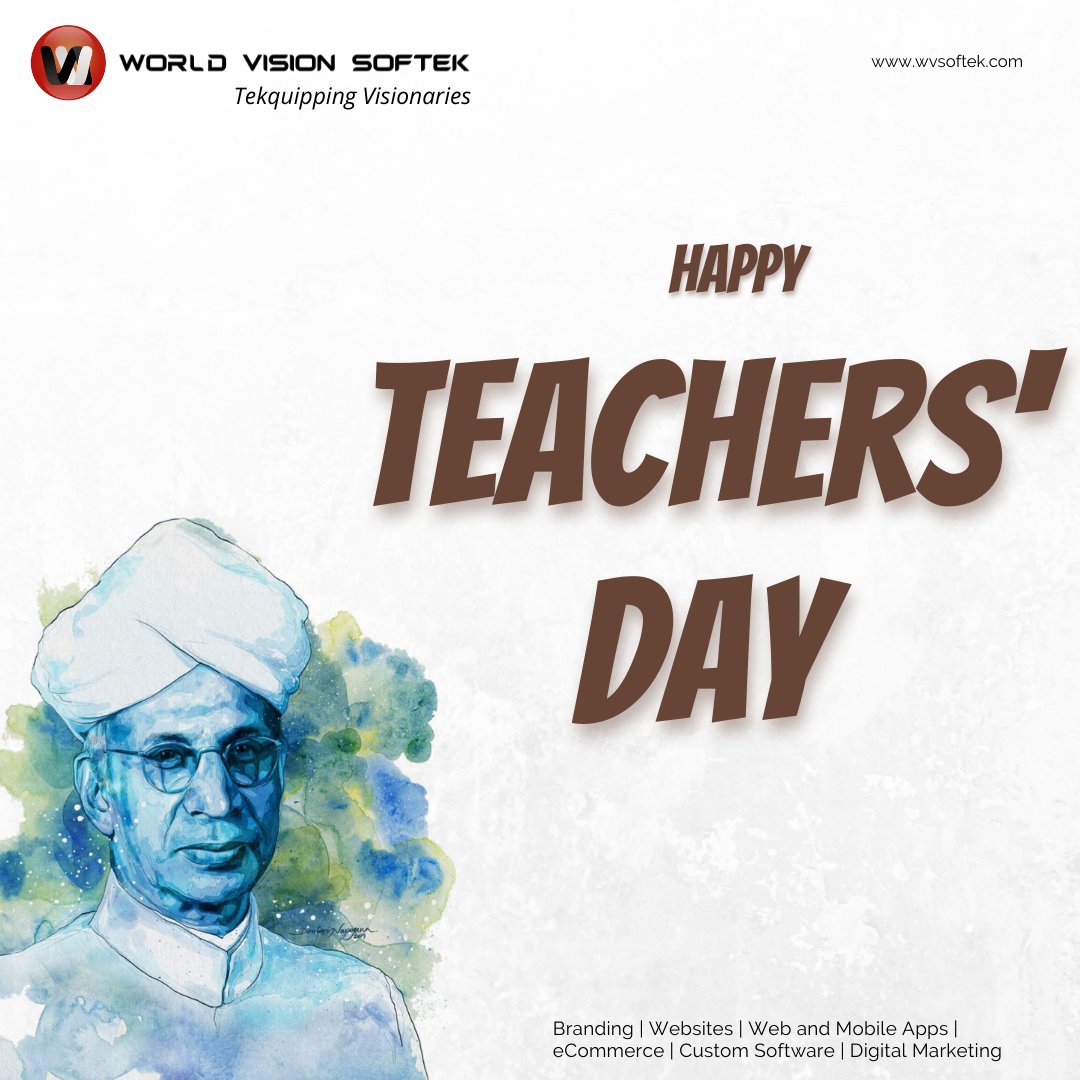 wvsoftek's tweet image. Teachers are the backbone of education system. Let's thank them for teaching, guiding and motivating us !
Happy Teachers Day !
-
#teachersday #teachersday2021 #wvsoftek #worldvisionsoftek #wvs #webandappdevelopment #websites #ecommerce #customsoftware #branding #digitalmarketing