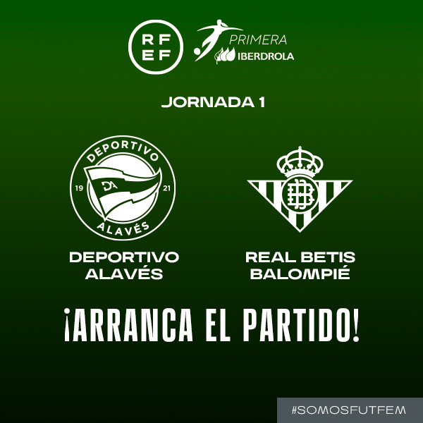 ☀️ Día HISTÓRICO en la Ciudad Deportiva José Luis Compañón.

🥳 Debutan las gloriosas en la #PrimeraIberdrola

⚽ <a href="/AlavesFem/">Deportivo Alavés Gloriosas</a> 🆚 <a href="/RealBetisFem/">Real Betis Féminas</a>

💪🏼 Ambos conjuntos quieren arrancar del mejor modo posible en la primera jornada. 

¡¡COMIENZA EL PARTIDO!!

#SomosFutFem