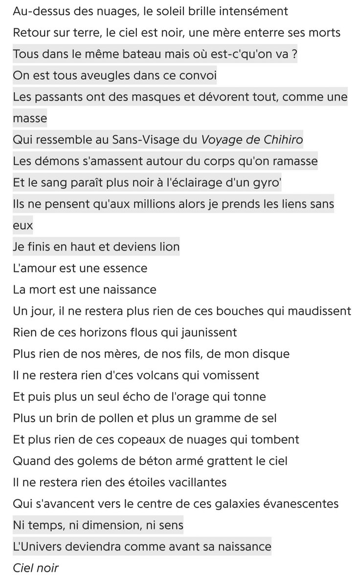 ShadesFrance's tweet image. Nekfeu - Ciel Noir (Couplet n*4) 🖊