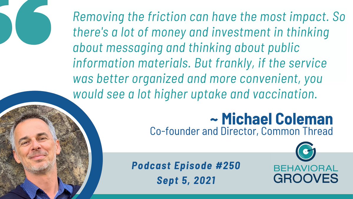 behavioralgroov's tweet photo. Listen in to our (250th!) #podcast episode to explore how @mikecoleman uses #behavioralscience to make a big impact on global #vaccinations.
#behavioraldesign #publichealth #COVID19 https://t.co/KKzsA0OHuJ