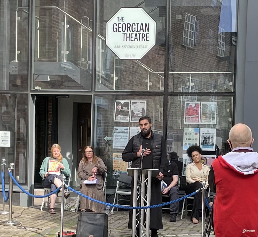 PeoplesBookshop's tweet photo. All set up at the Battle of Stockton commemoration event at the Georgian Theatre, Stockton. The event has just started. Come &amp; visit our stall if you’re about. Some great books on sale. https://t.co/V1uxsgCYfz