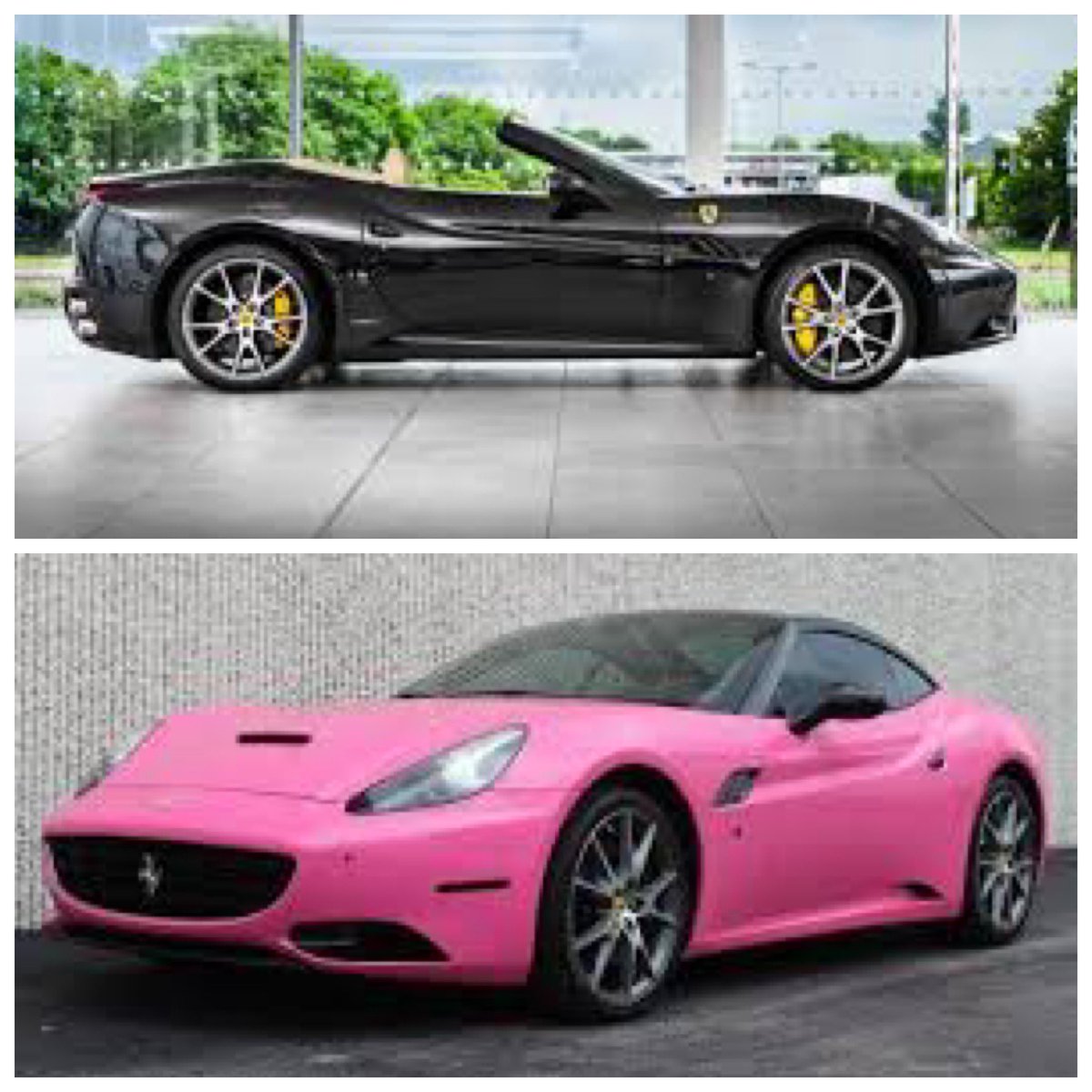 RobCottingham1's tweet photo. @astunday Or two used Ferrari Californias at cยฃ75k each - one black for me; one pink for the wife! ๐#pinkperil https://t.co/Fj3dAAhzp8