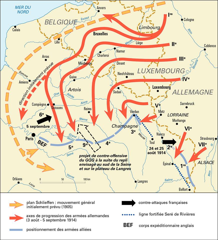 1914年の今日はマルヌの戦いが勃発した日。
第一次世界大戦初期にベルギーを突破したドイツ軍とフランス軍が戦った。
フランス軍の反撃などでドイツ軍の進撃は止まり、以後はスイス国境からドーバー海峡まで塹壕が構築された。
仮にドイツ軍が勝利していた場合は早期に戦争が終わったと言われる。 