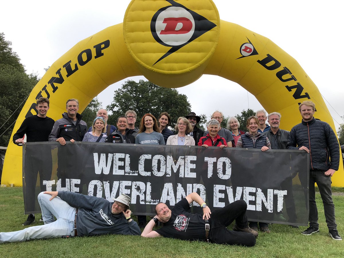 OverlandEvent's tweet image. Gathered together for an historic photo by @MarkHolmesRTW at #OverlandEvent2021 these incredible motorcycle travellers have all completed round the world journeys (Paddy, Saul and Pete couldn’t resist getting in on the action too).