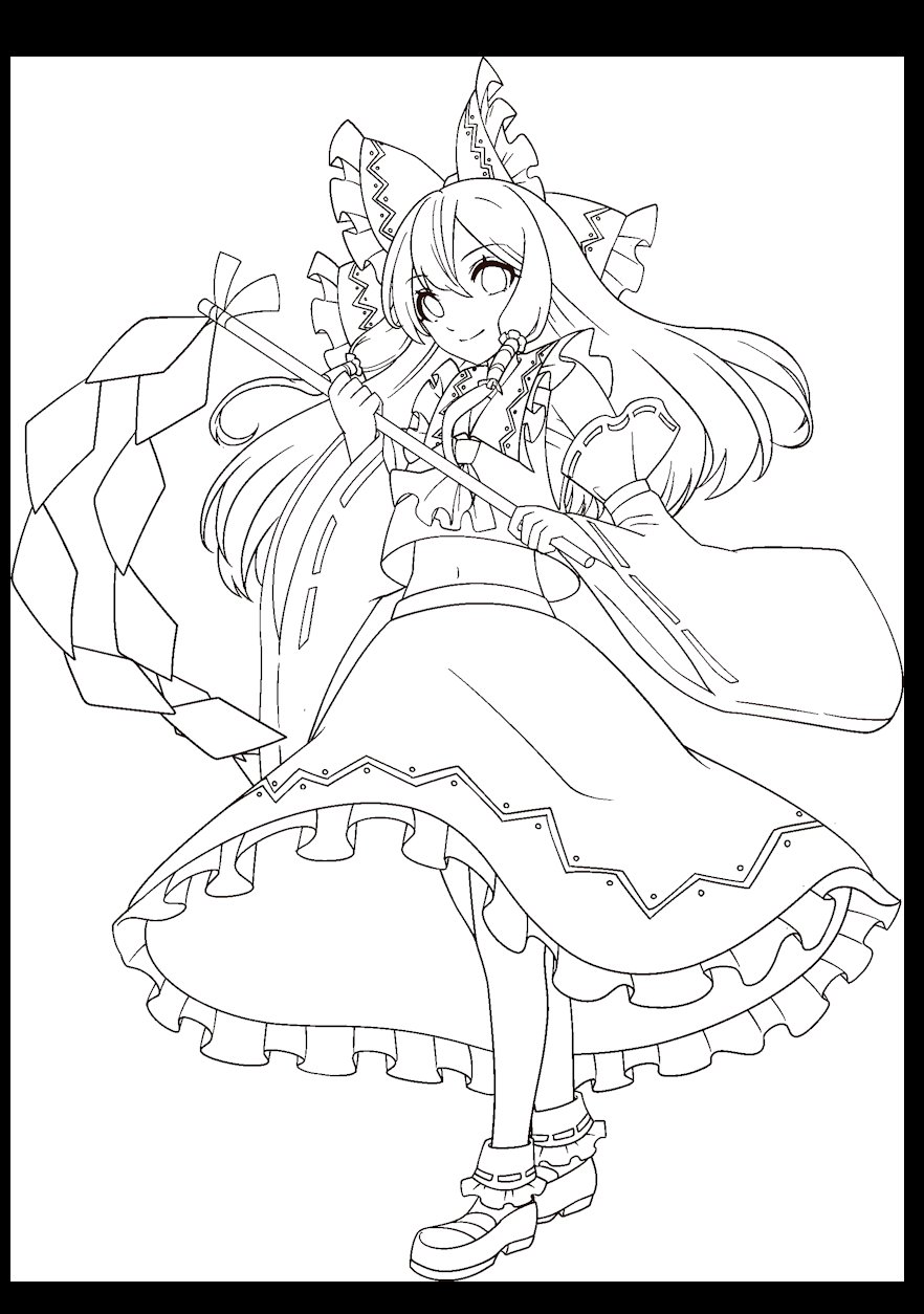 Wapol The King Rt Marian Oekaki 霊夢ちゃん完成と線画 W イラスト 線画 東方project T Co 6j7johqt94 Twitter